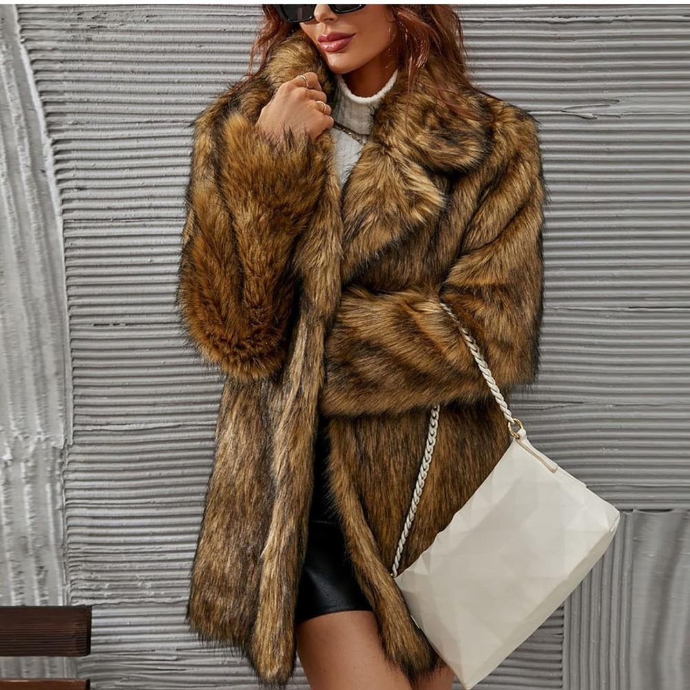 Forever 21 Brown Faux Fur Long Coat - Picture 5 of 7